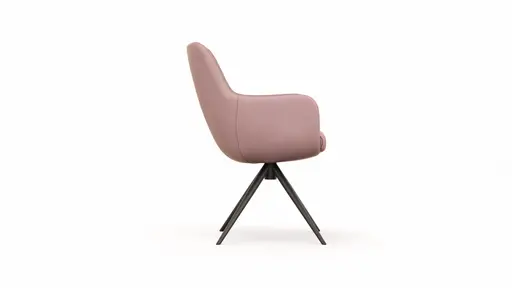 Armlehnstuhl Mis - Leder, Mauve, Gestell, Schwarz