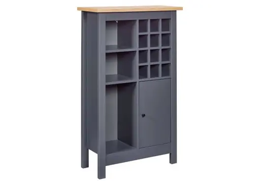 Weinschrank - B ca. 76 cm, Anthrazit, Artisan Eiche Nachbildung