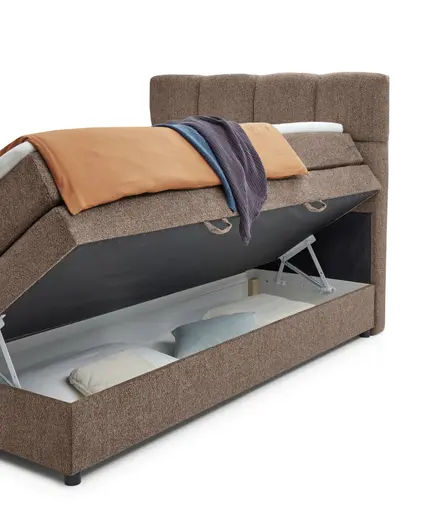 Boxspringbett SANDRIN R- Liegefläche ca. 140x200 cm, Stoff, Rose, inkl. Stauraum und Fußteil