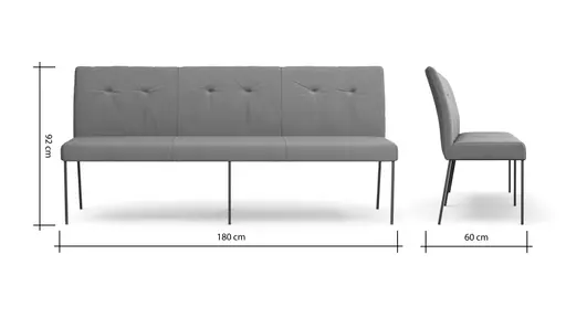 Bank Nashville - Breite ca. 200 cm, Leder, Taupe