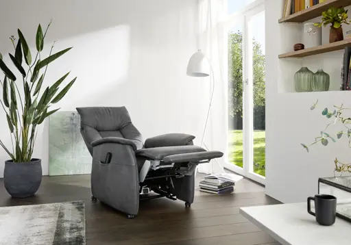 Fernsehsessel EM Düsseldorf - Relaxfunktion (3-motorisch), Leder, Brikett