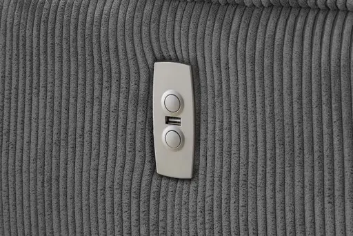 Ecksofa JAROM - 3-Sitzer, Ecke rechts inkl. Relaxfunktion (motorisch) und Kopfteil verstellbar, Stoff, Grau