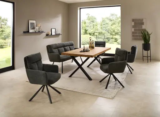 Armlehnstuhl - drehbar, Microfaser, Grau