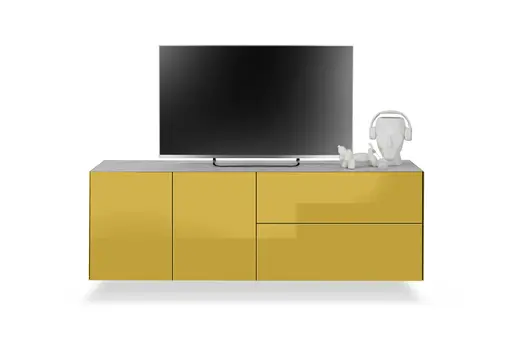 Lowboard - B ca. 181 cm, Goldgelb, Keramikoptik