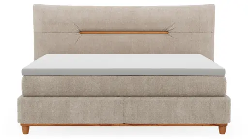 Boxspringbett Alpin - Liegefläche ca. 180x200 cm, Stoff, Graubeige