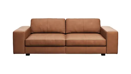 Sofa Aprino 1 - 3,5-Sitzer XXL, Dickleder, Cognac, Armlehne Block breit