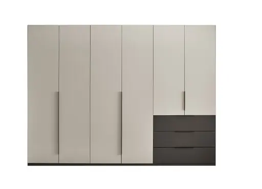 Drehtürenschrank- B ca. 300 cm, Graphit, Hellgrau