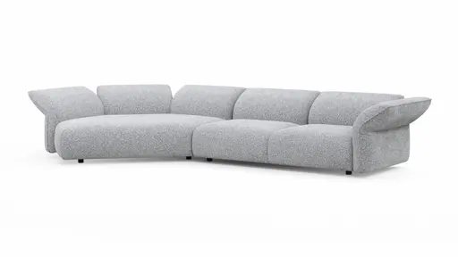 Trapezsofa Motone - Ecke links mit 2-Sitzer, Stoff, Hellgrau