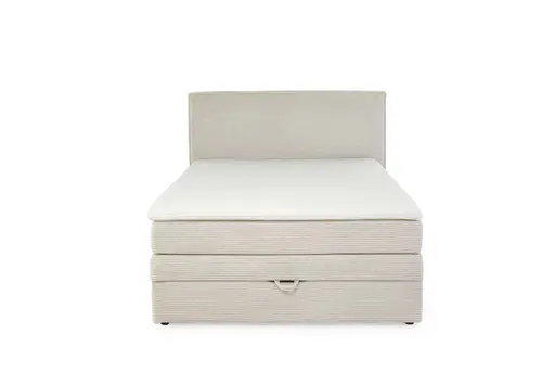 Boxspringbett JANETT- Liegefläche ca. 140x200 cm, Stoff, Creme