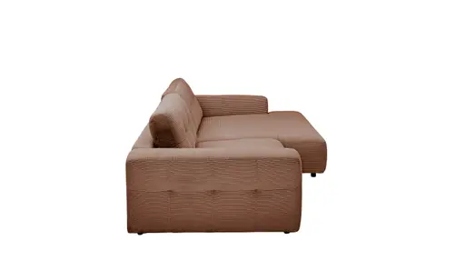 Ecksofa - 1,5-Sitzer mit Longchair rechts, Cord, Hellbraun
