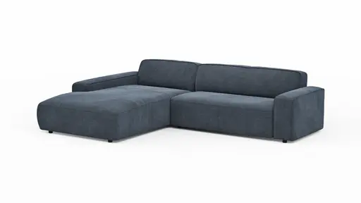 Ecksofa Denver - Longchair links mit 2,5-Sitzer, Stoff, Blau