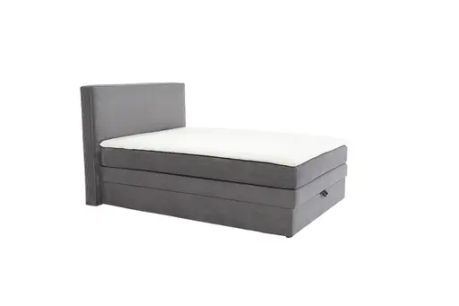 Boxspringbett JANETT- Liegefläche ca. 140x200 cm, Stoff, Grau