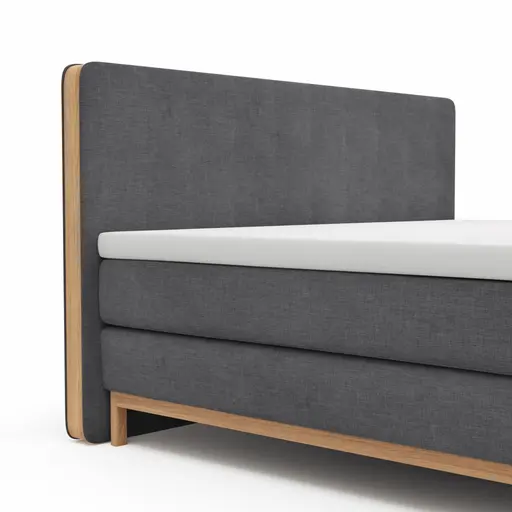 Boxspringbett Odense - Liegefläche ca. 180x200 cm, Stoff, Dunkelgrau