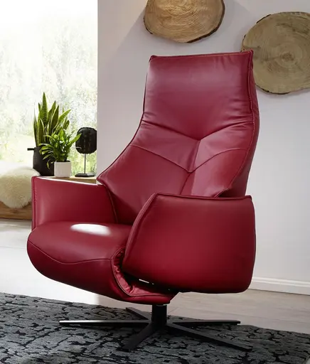 Fernsehsessel EM Hannover - Relaxfunktion (1-motorisch), Leder, Rot