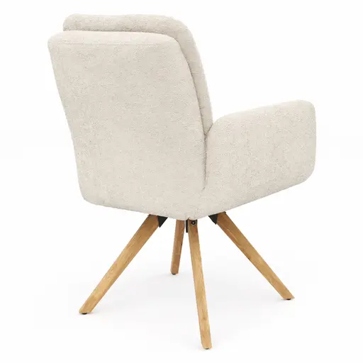 Armlehnstuhl Evania - Dreh und Relax-Funktion, niedriger Rücken, Stoff, Creme