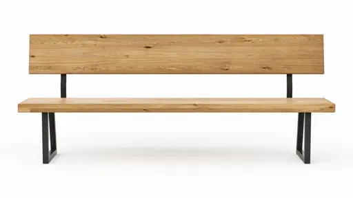 Holzbank Clifton - mit Rückenlehne, Breite ca. 220cm, Wildeiche massiv, natur