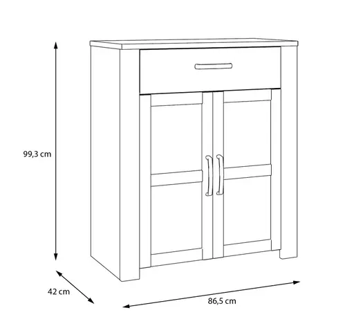 Schuhschrank FELLIAN- B ca. 86 cm, Weiß, Eiche Dekor