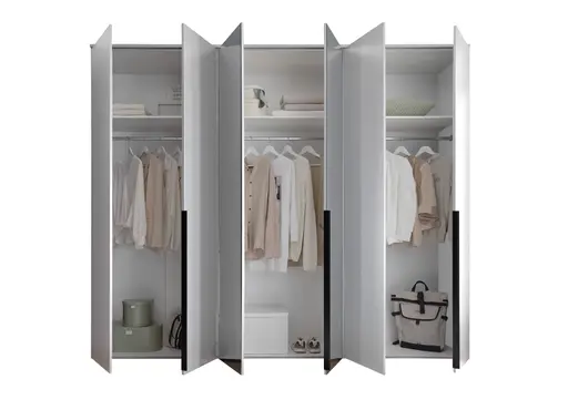 Drehtürenschrank- B ca. 270 cm, Weiß, Spiegel