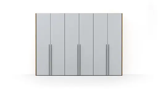 Drehtürenschrank Colorado - B ca. 307 cm, Glas, Hellgrau matt