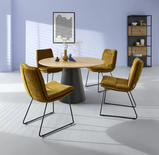 Stuhl Jukka - Kufe, Stoff, Khaki