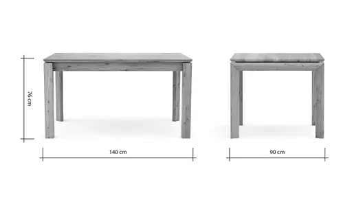 Esstisch Farmingdale - ausziehbar, Platte mit schräger Kante, LB ca. 140x90 cm, Eiche massiv, natur geölt