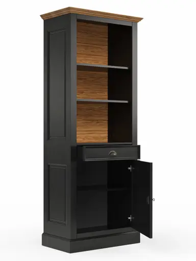 Bücherschrank Louisiana - teilmassiv, Schwarzgrau