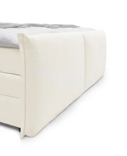Boxspringbett SANDRIN L- Liegefläche ca. 200x200 cm, Stoff, Weiß, inkl. Stauraum und Fußteil