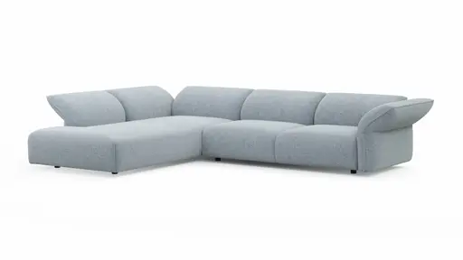 Ecksofa Motone - Ecke links mit 2,5-Sitzer, Stoff, Hellblau
