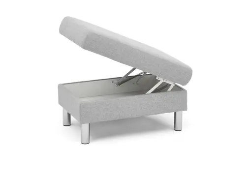 Hocker COOL - BL. ca. 70x70, mit Stauraum, Stoff, Hellgrau