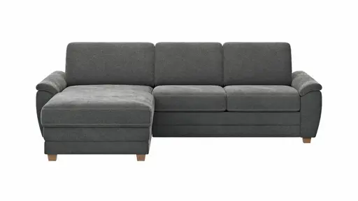 Ecksofa Lakeville 1 - Longchair links mit 2-Sitzer inkl. Schlaffunktion mit Bettkasten, Stoff, Grau