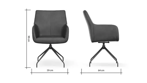 Armlehnstuhl Newcastle - drehbar, Leder, Anthrazit