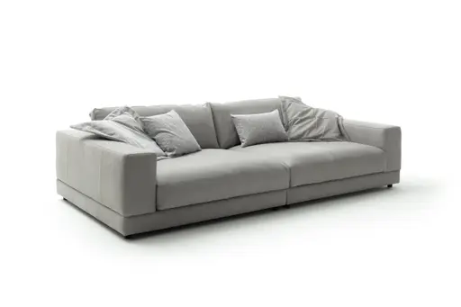 Megasofa Juni Lounge - B ca. 292 cm, Leder, Silbergrau