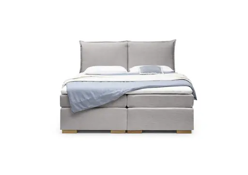 Boxspringbett SANDRIN A- Liegefläche ca. 200x200 cm, Stoff, Hellgrau, inkl. Stauraum