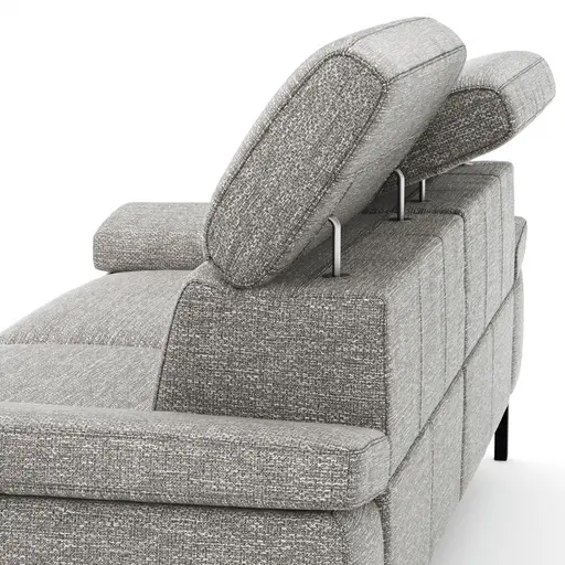 Sofa Hudson - 3-Sitzer inkl. Relaxfunktion (motorisch) und Kopfteil/Armlehnen verstellbar, Stoff, Hellgrau