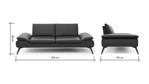 Sofa Collina - 3-Sitzer, Leder, Schlammgrün
