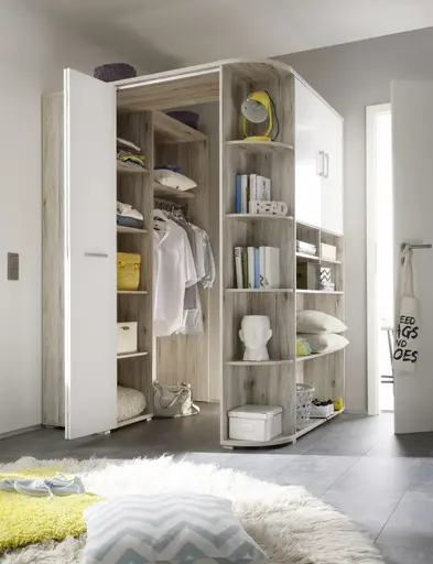 Eckschrank-  B ca. 133 cm, Eiche Dekor, Weiß