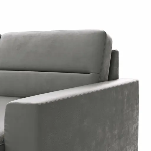 Wohnlandschaft Merlos H - Ecke links mit 2,5-Sitzer und Longchair rechts inkl. Relaxfunktion (motorisch), Leder, Graubraun