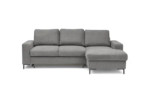 Ecksofa - 2-Sitzer mit Longchair rechts, Stoff, Grau