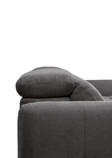Ecksofa MADAN - 1,5-Sitzer mit Longchair rechts, Sitztiefe verstellbar motorisch, Kopfteil verstellbar, Stoff, Graphite