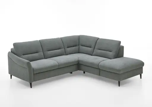Ecksofa - 2,5-Sitzer mit Ecke rechts, Chenilleflachgewebe, Eisengrau