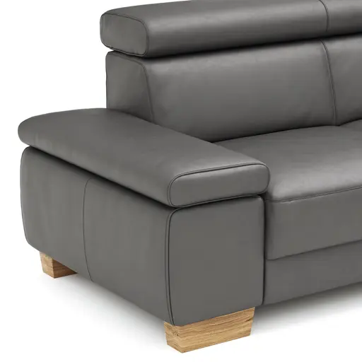 Ecksofa Philadelphia - 2,5-Sitzer mit Ecke rechts inkl. Kopfteil verstellbar, Leder, Anthrazit