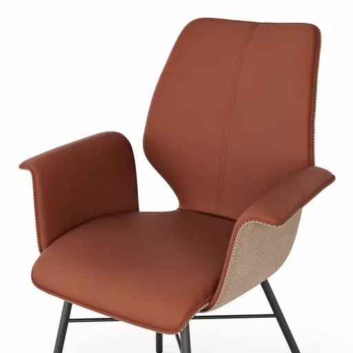 Armlehnstuhl Penthouse -  Leder, Rost, Stoff, Beige-Rost, Drehbar