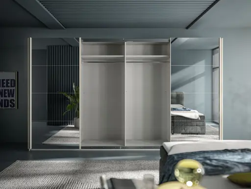 Schwebetürenschrank RIKK- B ca. 361 cm, Champagner, Spiegel