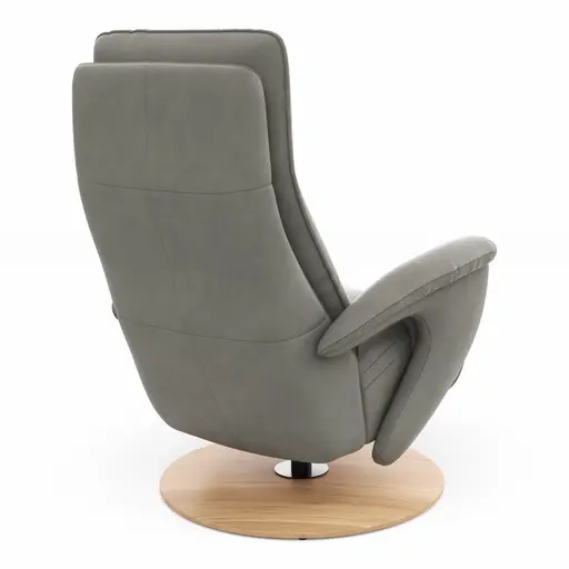 Sessel Tulsa Relax - Größe M, inkl. Kopf-/Fußteil/Rückenlehne verstellbar, Leder, Graubeige