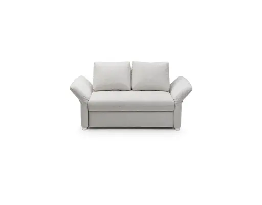 Sofa JORDEN - 1,5-Sitzer inkl. Schlaffunktion mit Bettkasten, verstellbare Armlehnen, Stoff, Beige