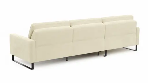 Ecksofa Valera - Longchair mit 3-Sitzer rechts inkl. Rückenlehne verstellbar und Relaxfunktion motorisch, Stoff, Natur