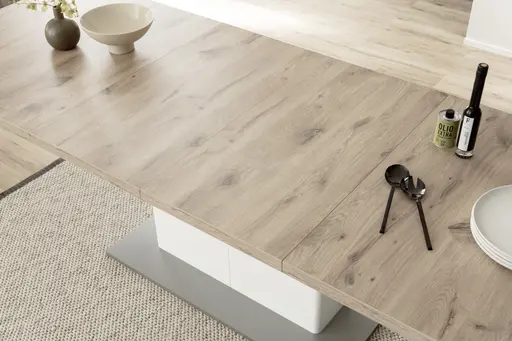 Esstisch - ausziehbar, LB ca. 180 (280)x100 cm, Eiche, Weiß