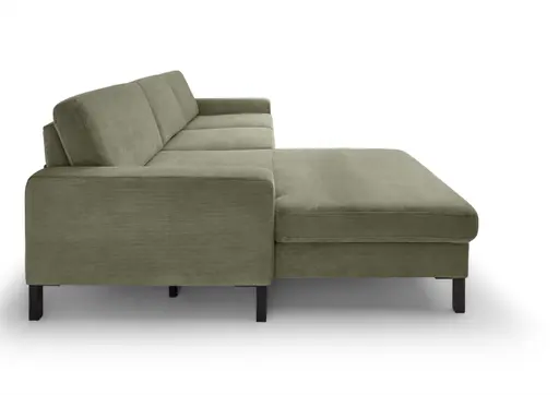 Ecksofa CALM MOVE 2.0 - Longchair links mit 2,5-Sitzer, Schlaffunktion, Feincord, Olive