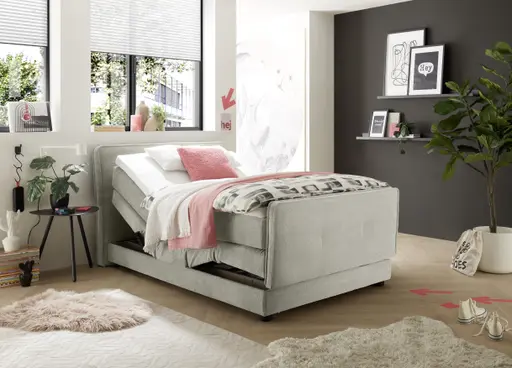 Boxspringbett- Liegefläche ca. 120x200 cm, Stoff, Beige