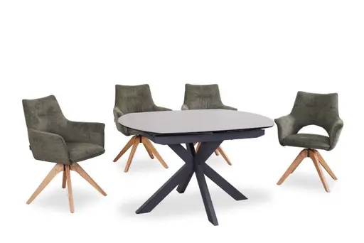 Esstisch MEGGIE - ausziehbar, LB ca. 130x100 cm, Keramik, Grau